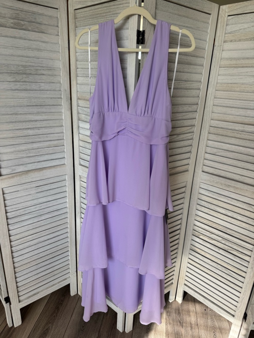 Lulu’s Celebration Time Lavender Sleeveless Tiered Midi Dress - Picture 4 of 8